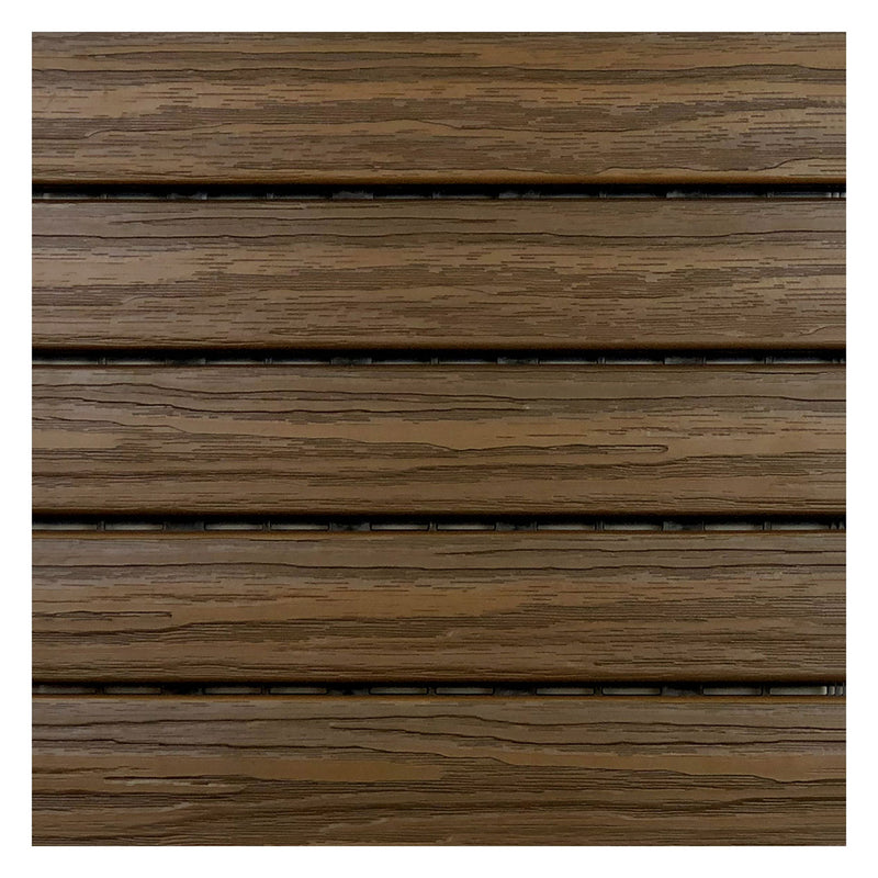 AURA 12"x12"  Outdoor Patio Deck Tile, Walnut Brown (6 Pack) (Open Box) (2 Pack)