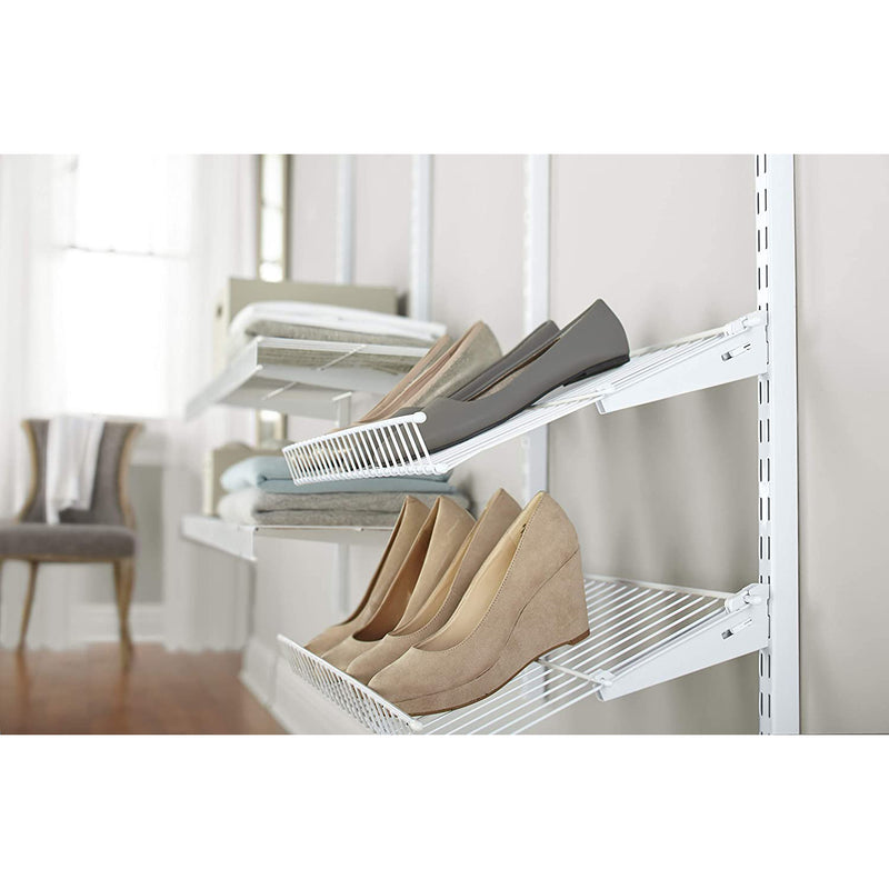 Rubbermaid FastTrack Closet Wire Shoe Organize Storage Shelf Kit, White (2 Pack)