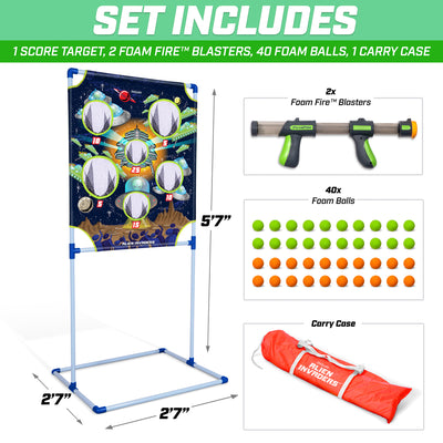 GoSports Foam Fire Alien Invaders Game Set with Target, 2 Toy Blasters and Balls