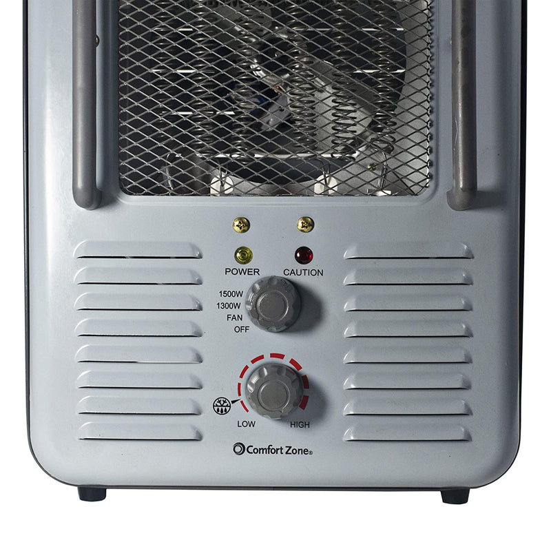 Comfort Zone Portable Electric  Deluxe Utility Convection Space Heater Fan, Gray