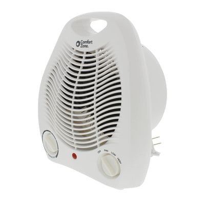 Comfort Zone Compact Portable Electric Space Heater Personal Fan Unit, White