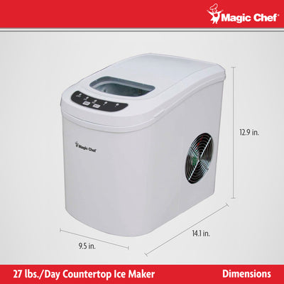 Magic Chef MCIM22W Portable Countertop 27 Pound Ice Cube Maker Machine, White