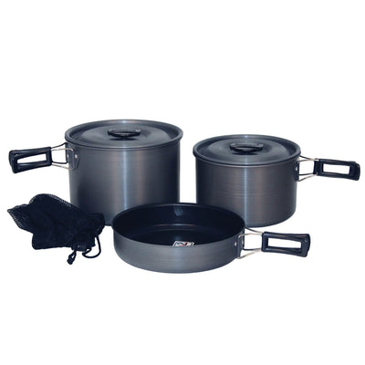 Texsport 13414 Trailblazer Black Ice Hard Anodized Camping Cookware Pans Set