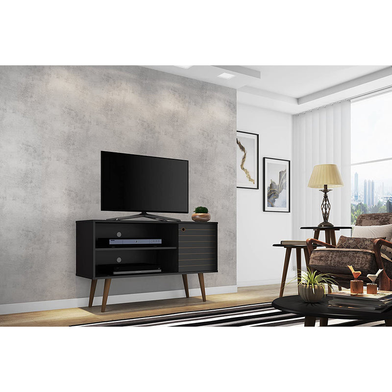Manhattan Comfort Liberty 42.52 Inch Mid Century Modern Wood TV Stand, Black