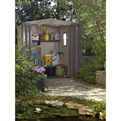 Keter Factor 6 x 6 All Weather Resistant Outdoor Storage Shed, Beige (Open Box)