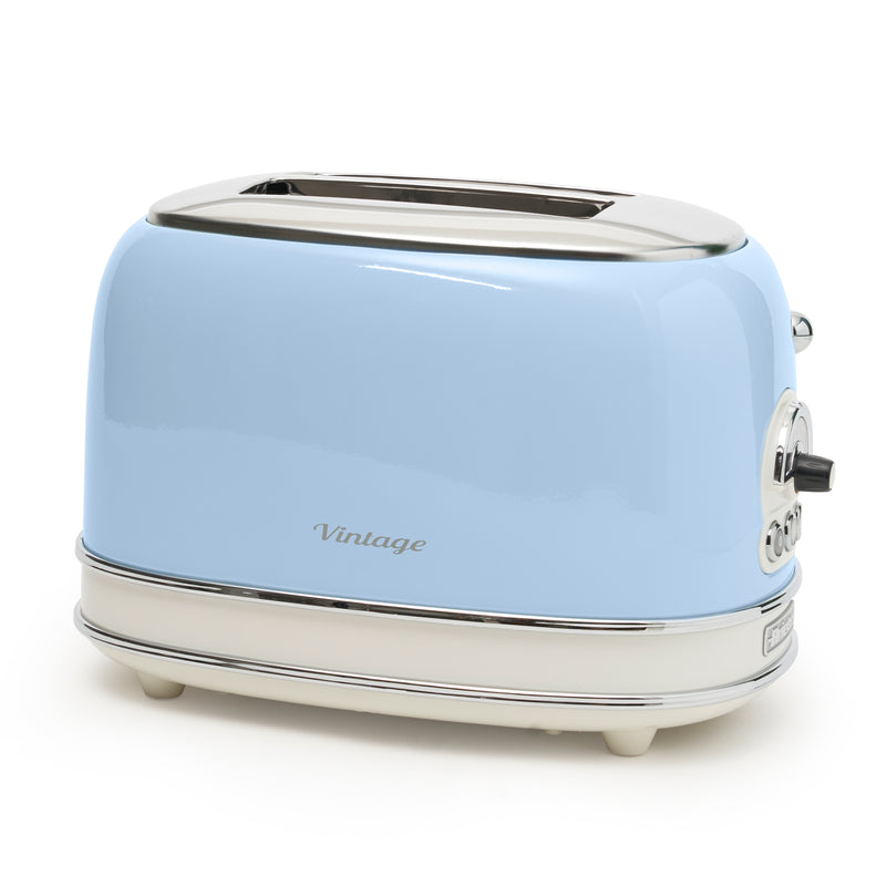 Ariete 155 Vintage Style 750 Watt 2 Slice Toaster With Defrost and Reheat, Blue