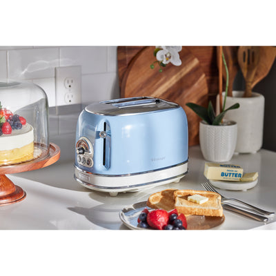 Ariete 155 Vintage Style 750 Watt 2 Slice Toaster With Defrost and Reheat, Blue