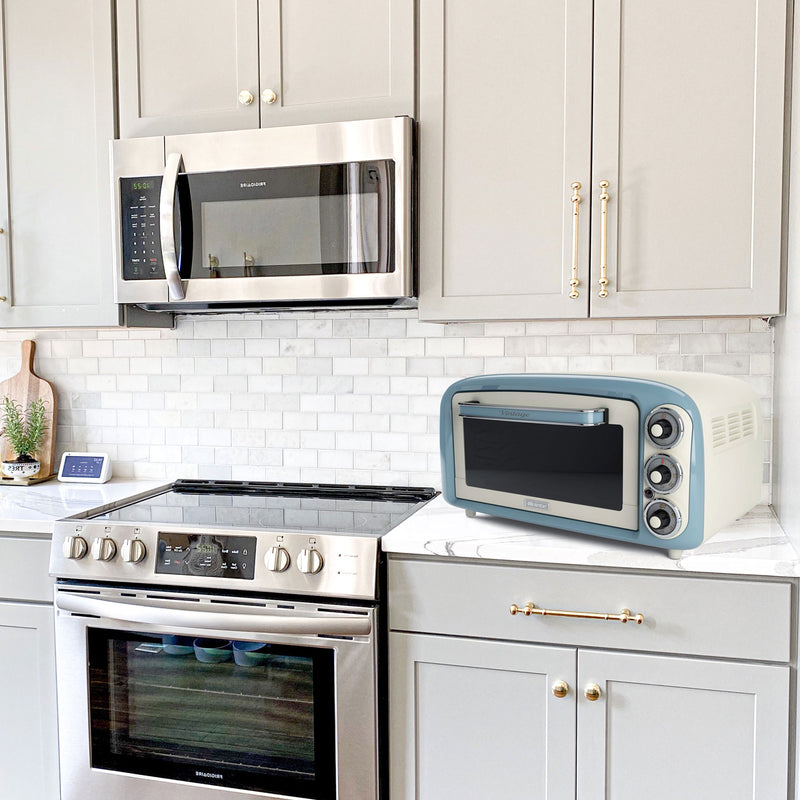 Ariete Vintage 1380W 18 Liter Electric Kitchen Countertop Toaster Oven, Blue