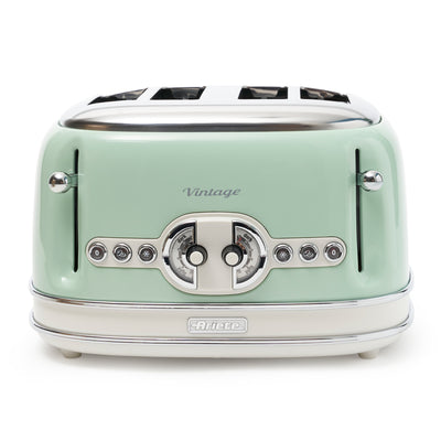 Ariete 156 Vintage Style 1500W 4 Slice Toaster With Defrost and Reheat, Green