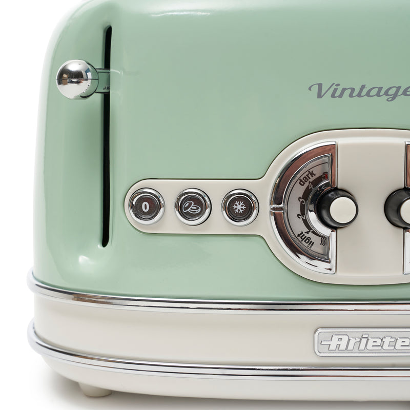 Ariete 156 Vintage Style 1500W 4 Slice Toaster With Defrost and Reheat, Green