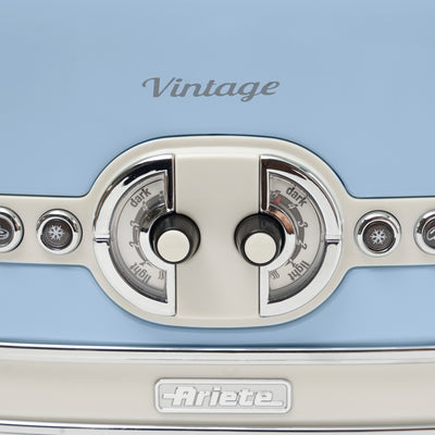 Ariete 156 Vintage Style 1500W 4 Slice Toaster With Defrost and Reheat, Blue