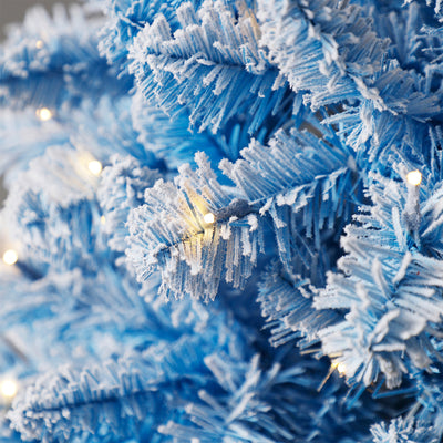 Home Heritage Anson 7' Pencil Pine Prelit Flocked Artificial Christmas Tree Blue