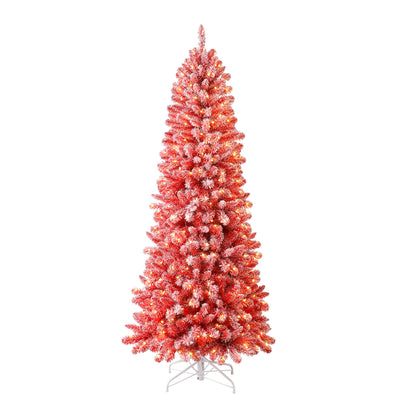 Evergreen Classics 7 Ft Red Anson Slim Pine Holiday Tree & LED Lights (Open Box)