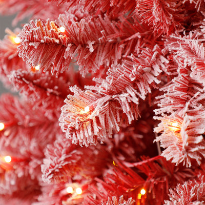 Evergreen Classics 7 Ft Red Anson Slim Pine Holiday Tree & LED Lights (Open Box)