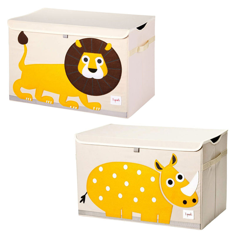 3 Sprouts Collapsible Toy Chest Storage Bin Bundle with Lion and Rhino (2 Pack)