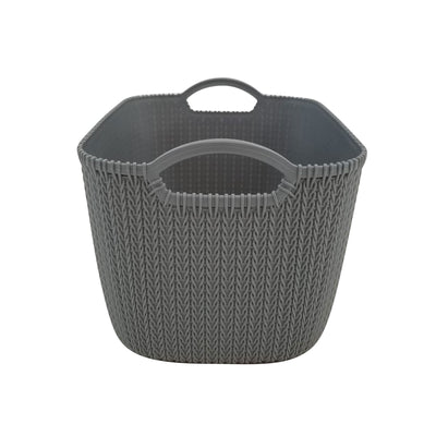 Homz 13.75x10" Rattan Large Plastic Storage Bin Basket Organizer, Gray (12 Pack)
