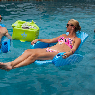 TRC Recreation Baja Folding Chair Pool Float Water Lounger, Marina Blue (Used)