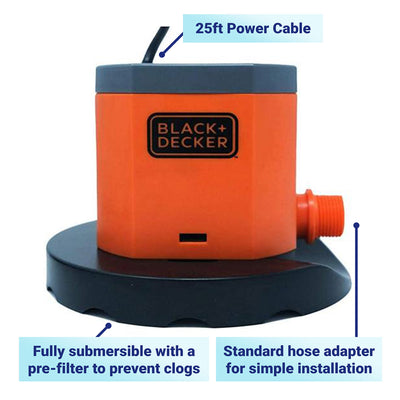 Black+Decker 800 GPH Submersible Manual Winter Pool Cover Pump (For Parts)