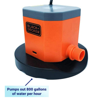 Black+Decker 800 GPH Fully Submersible Manual Winter Swimming Pool Cover Pump - VMInnovations