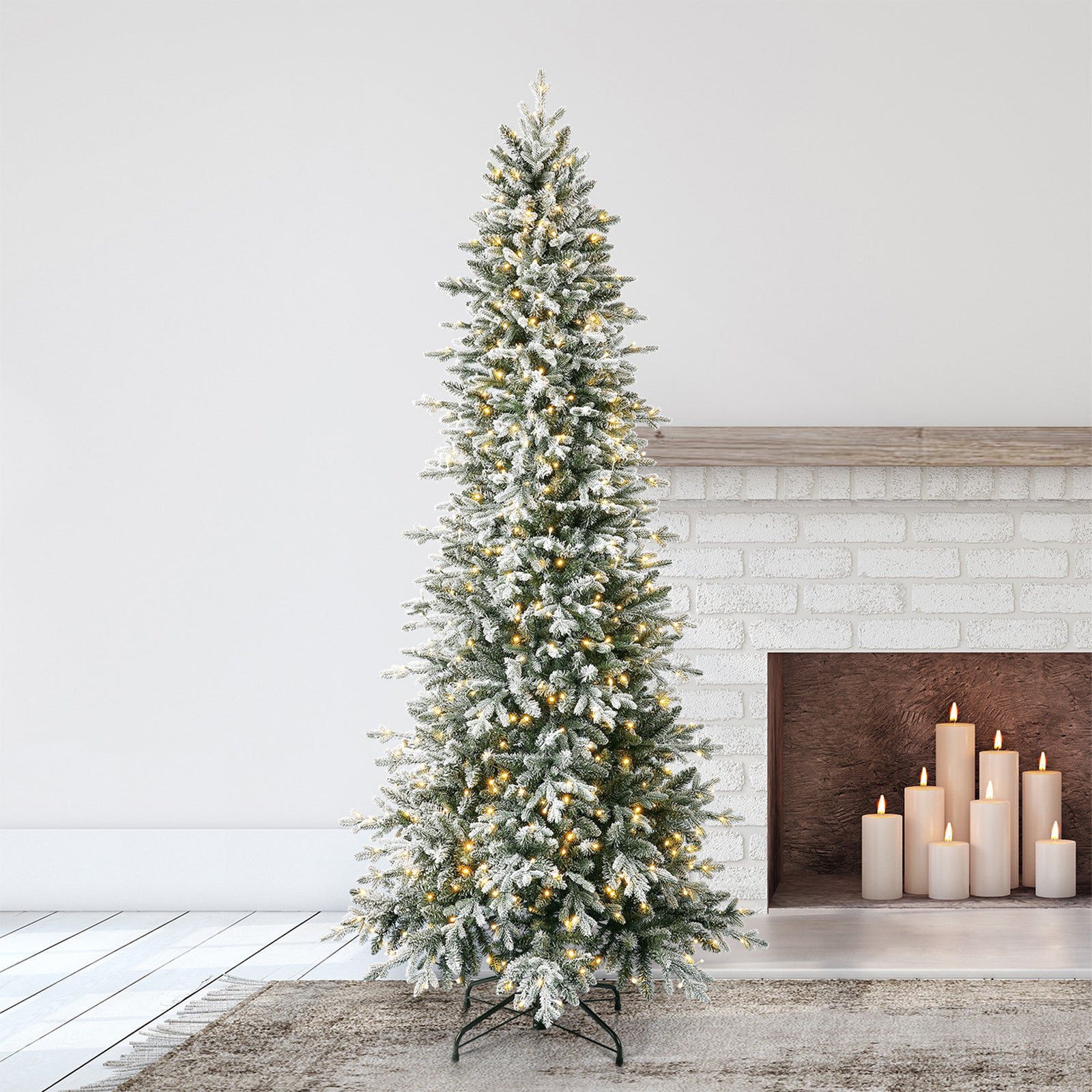 Home Heritage Snowy Redwood Pine 7.5 Ft Prelit Christmas Tree w/ LEDs (Used) - VMInnovations