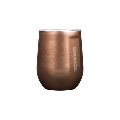 Corkcicle Metallic 12 Ounce Stainless Steel Stemless Travel Cup with Lid, Copper