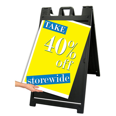 Plasticade Signicade Deluxe Portable Folding Double Sided Sign, Black (4 Pack)