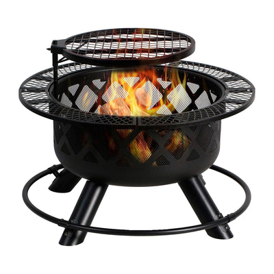 24'' Wood Burning Fire Pit with Removable Cooking Grill (Used)