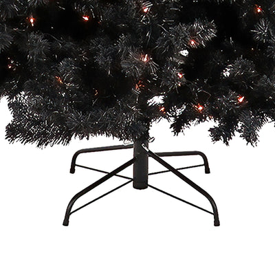 National Tree Company 7.5' Full Flocked Prelit Artificial Christmas Tree, Black