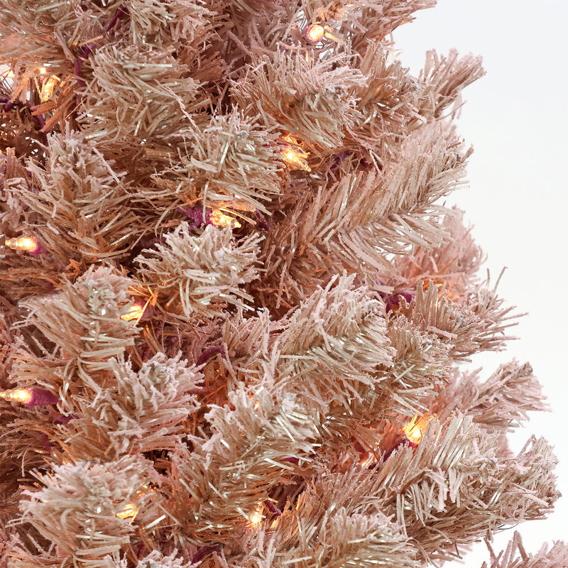 National Tree 4 Foot Full Flocked Prelit Artificial Christmas Tree, Rose Gold
