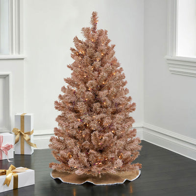 National Tree 4 Foot Full Flocked Prelit Artificial Christmas Tree, Rose Gold