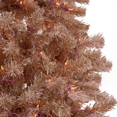 7.5 Ft Full Flocked Prelit Artificial Christmas Tree, Pink (Open Box)