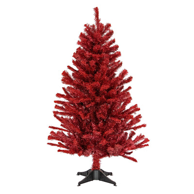 National Tree Company 4 Foot Full Unlit Artificial Christmas Holiday Tree, Red
