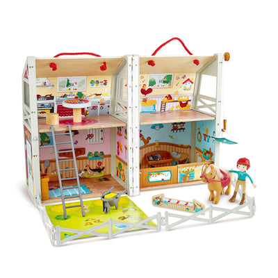 Hape Pony Ranch Barn Club Playset Doll House for Kids Ages 3 Years and Up (Used)