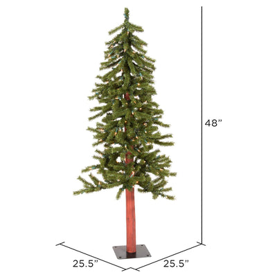 Vickerman Natural Alpine 4 Foot Artificial Clear Pre Lit Christmas Tree, Green