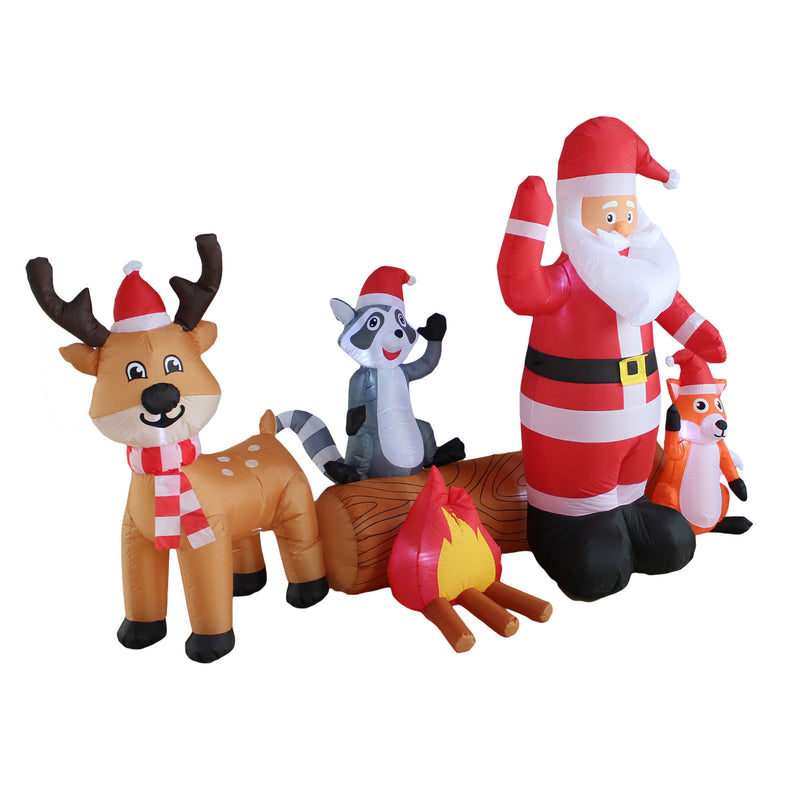 A Holiday Company 8 Ft Wide Inflatable Santa & Forest Friends Holiday Decoration