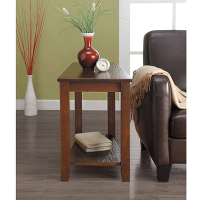 Homelegance Elwell Wood Modern Living Room Wedged Chairside Table, Espresso
