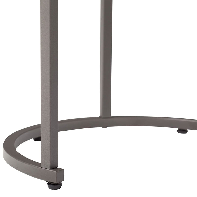 Studio Designs Camber Modern Round Nesting End Tables, Pewter Metal/Clear Glass