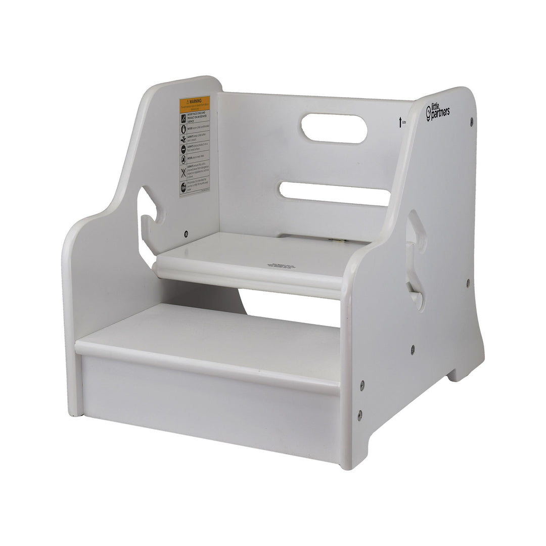 Little Partners Growing Adjustable Height Wooden Step Stool, White (Open Box) - VMInnovations