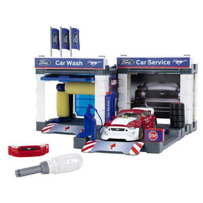 Theo Klein 2019 Ford Mustang Service Station Toy Playset with Functional Washing
