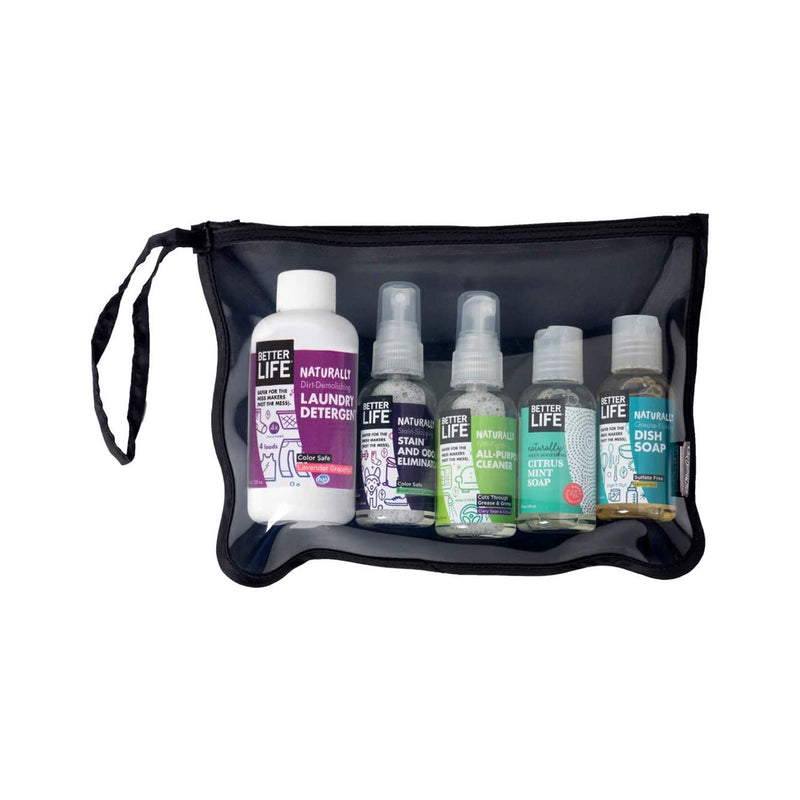 Better Life Natural Cleaning Mini Sampler Travel Size Kit with Pouch, 5 Piece