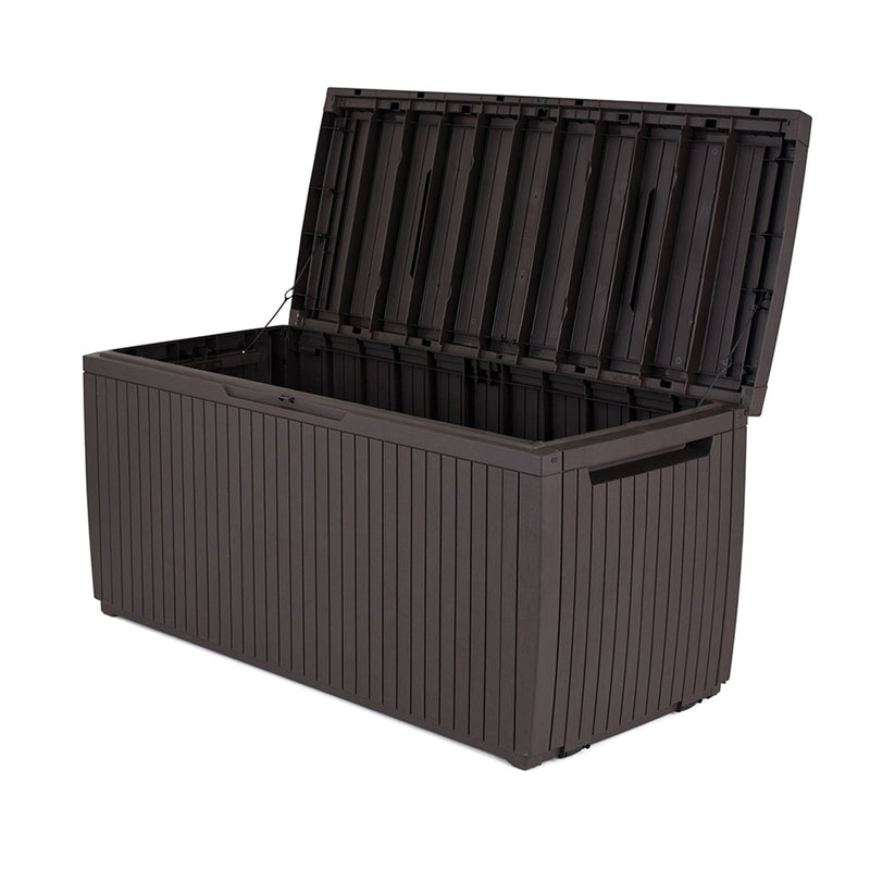 Keter 243547 Springwood 80 Gallon Resin Outdoor Storage Deck Box, Dark Brown