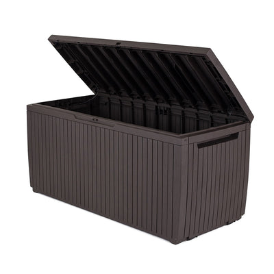 Keter 243547 Springwood 80 Gallon Resin Outdoor Storage Deck Box, Dark Brown