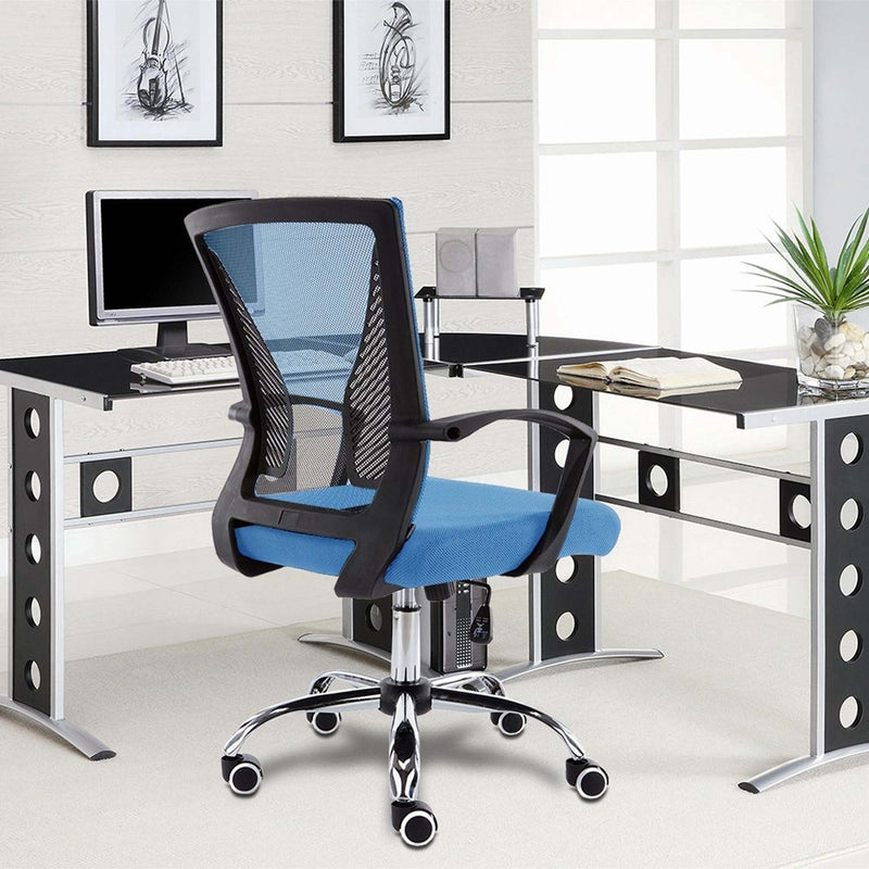 Modern Home Zuna Ergonomic Mesh Back Office Desk Rolling Chair, White & Aqua