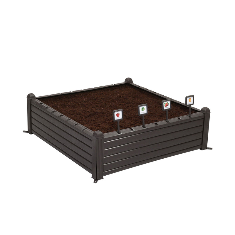 Keter 39 Inch Weather Resistant Raised Garden Bed Plant Growing Container, Brown