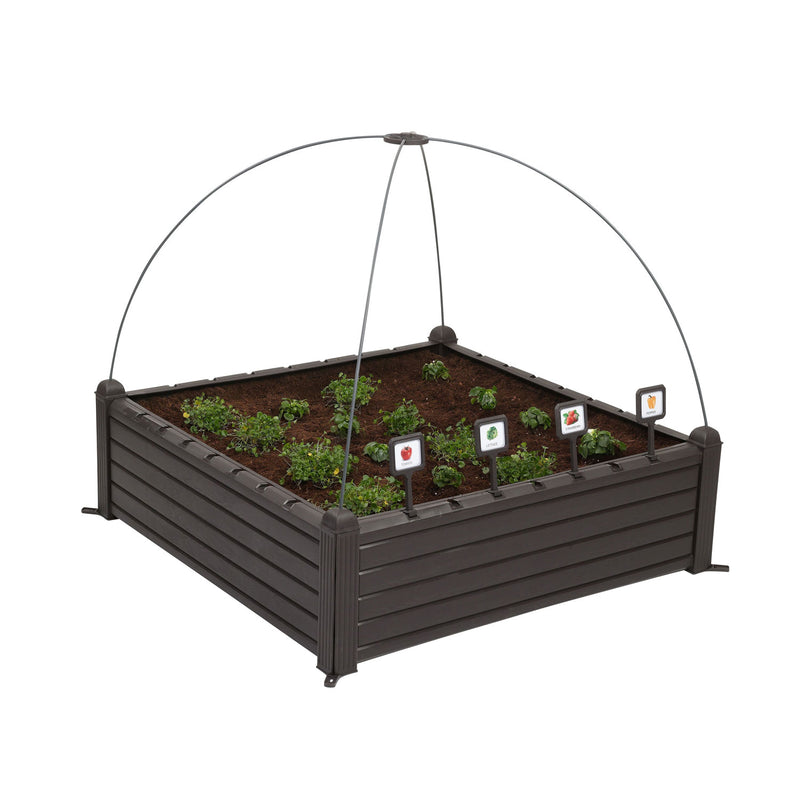 Keter 39 Inch Weather Resistant Raised Garden Bed Plant Growing Container, Brown
