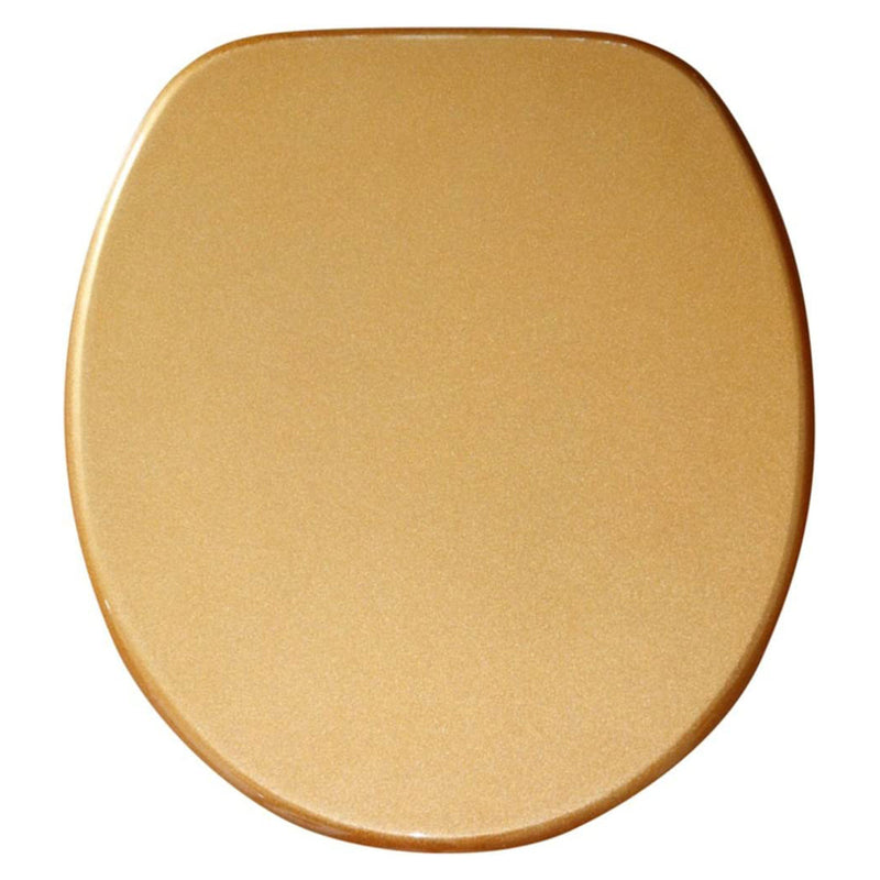Sanilo 244 Round Soft Close Molded Wood Adjustable Toilet Seat, Glittering Gold