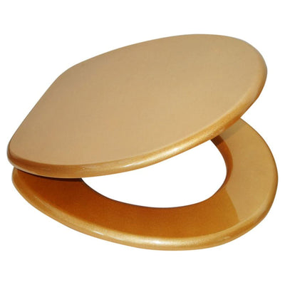 Sanilo 244 Round Soft Close Molded Wood Adjustable Toilet Seat, Glittering Gold