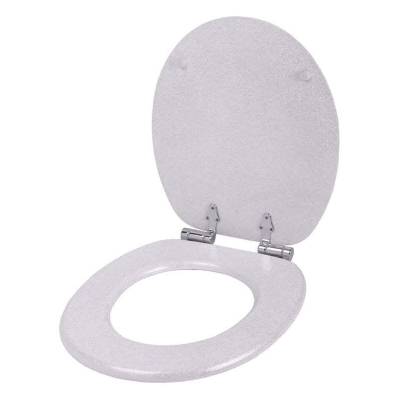 247 Round Soft Close Molded Wood Adjustable Toilet Seat, Glittering White (Used)