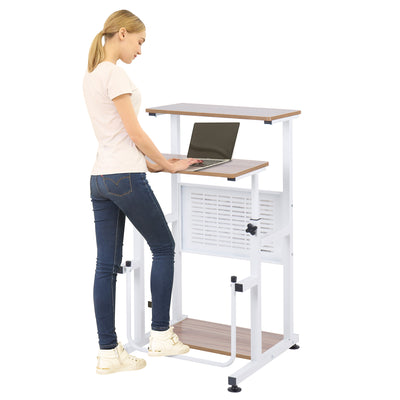 SDADI Adjustable Height Mobile Standing Office Computer Desk, Light (Open Box)