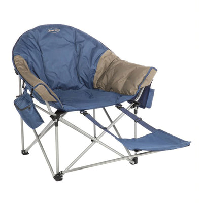 Kamp-Rite Kozy Klub Outdoor Camping Chair with Detachable Footrest, Navy & Tan